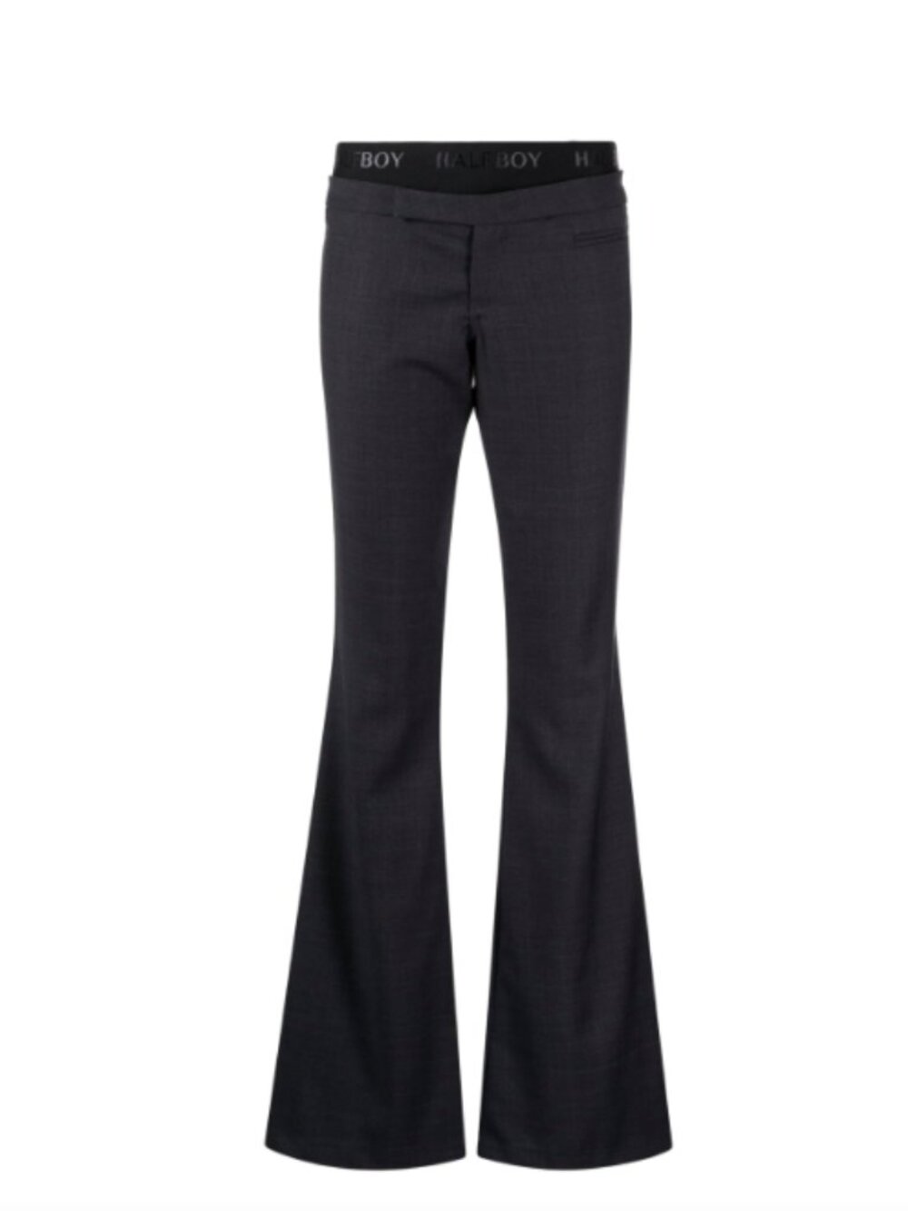 Halfboy logo-waistband layered-detail flared trousers Charcoal Size S